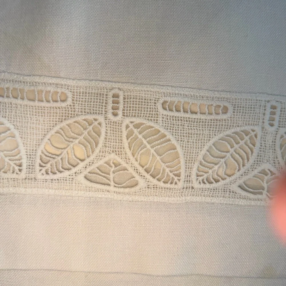 Anthropologie Moulinette Soeurs Cream Lace Linen Pencil Skirt  lined Sz 2